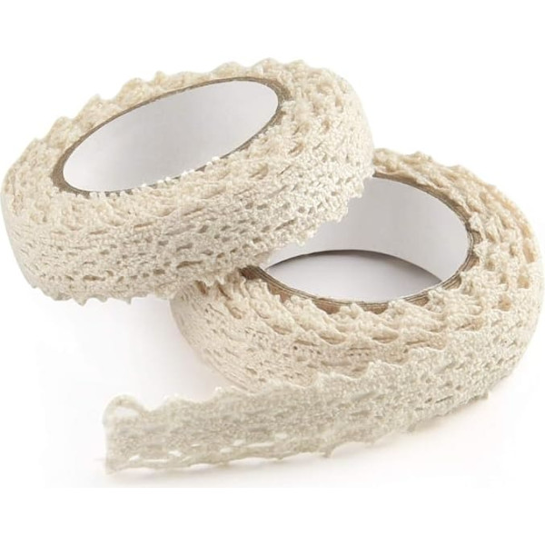 Fepito Lace Tape Vintage White Lace Tape Self Adhesive Decorative Ribbon Lace Border Ribbon for Crafts (Style A - White)
