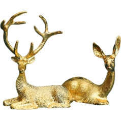HOMSFOU 2Pcs farm animal statues deer sculptures gold reindeer christmas decoration reindeer statues christmas shelf decor feng shui tablescape decor metal rdeer miniature deer ornament