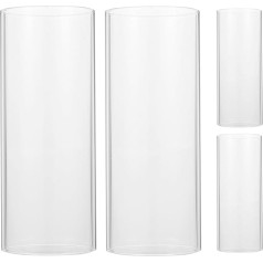 Set of 4 Glass Cylinder without Base Mouth-Blown Opening Glashütte Lantern Glasses Glass Candle Holder for Candles Lantern Home Living Room Wedding Decoration 15 x 6 x 6 cm, Transparent