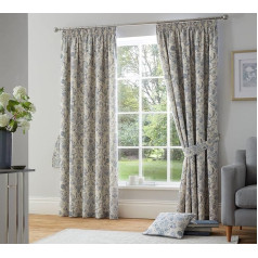 Dreams & Drapes Design Averie Pencil Pleat Curtains with Tie Backs, Blue, 90