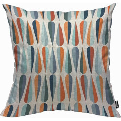 Mugod Mid-Century Modern Style Throw Pillow Cover Teardrop Shape in Tones Abstract Repeating Cushion Cover for Men and Women, Decorative Cushion Cover for Home Couch 45 x 45 cm