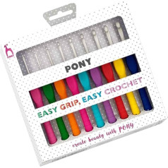 Pony Easy Grip Crochet Hook Set 2-6.00 mm Polka Dots - 1 x 9 Pieces