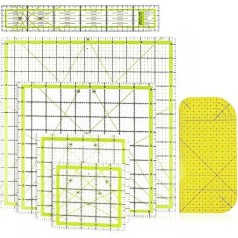 Patchwork Ruler Set, 6 Pieces Tailor Ruler, Ironing Ruler, Sewing Ruler, Cutter Ruler with Inch Scale and Angle Display, Perfect for Patchwork (4.5 Inches/6 Inches/9.5 Inches/12.5 Inches/30 x 4 cm/7.9