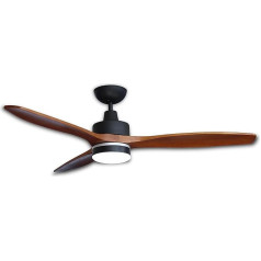 Notos Ceiling Fan with LED Lighting, Very Quiet Ceiling Fan with Remote Control and Reverse Running, Fan Diameter 132 cm, Colour: Black/Dark Wood