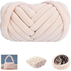 Bulky Arm Knitting Wool, 1000 g Thick Wool for Hand Knitting, Bulky Roving for Arm Knitting, Wool for Crocheting, Bulky Textile Yarn for Crochet Baskets, Blankets, Cushions (Beige)