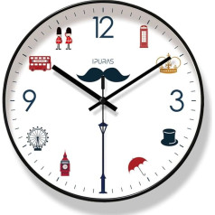 6222-B Wanduhr für Wohnzimmer, Schlafzimmer, Küche, Büro, leise, nicht tickende Wanduhr, einfacher britischer Stil, 25,4 cm