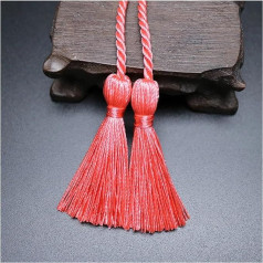 10 Stück zweiseitige Lange Seilquasten for Selbermachen, Basteln, Vorhang-Raffhalter, Heimtextilien, Kleidungsstücke, Verzierungen, Glatte Kordel, Band, Fransenbesatz, 54 cm(Watermelon red)