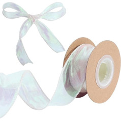 Sheer Organza Ribbon 4cm Wide Shimmer Chiffon Decorative Edge Champagne Yellow for Gift Wrapping, Basket Bows, Mother's Day, Wedding Invitations, Bouquet