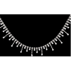 GOMAKERER 1 Yard (0.9 m) Fringe Trim with Rhinestone Bead Tassel Handmade Crystal Chain with Rhinestones Appliques Alloy for Wedding Party Clothing DIY Decoration 3.8 cm Wide