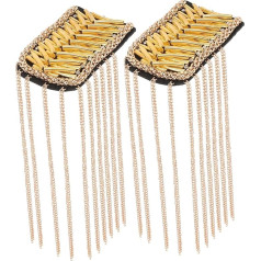 Housoutil 2 Stück Metall Dekorative Schulterstempel Quaste Etikett Kleid Verzierungen Kette Epauletten Kostüm Dekoration Fransen Schulter Epauletten Blazer Zubehör Epauletten Schulter Gold