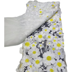 3D bestickter Blumenspitzenstoff, bunte Netz-Stickerei Gaze zum Nähen von Kleidung, Projekten, Basteln für Partykleidung, DIY, Nähen, Verzierungen, 130 x 91 cm (Stil C)
