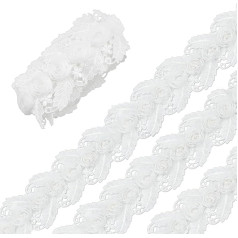 PH PandaHall Spitzenband mit 3D-Blume, 8 cm, florale Applikation, bestickt, Nähen, Spitzenapplikation, Vintage-Nähen, Handwerk für selbstgemachte Kleider, Verzierung, Polyester, Kostümzubehör, 2 Meter