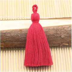 8 cm Baumwollquaste Fransen Vintage hängende Quaste Kleidungsdekoration DIY Ohrring Zubehör Fransen Trim Anhänger 10 Stück (04 Rot 10 Stück)