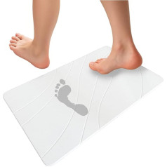 Dream Dusk Badematte aus Kieselstein – 60 x 39 cm – super saugfähig und schnell trocknend – mit Schleifpapier und rutschfester Matte – Badematte mit weißem Kieselstein