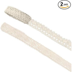 2 Ribbons Lace Ribbon Vintage Style Beige Lace Ribbon for Crafts Wedding Decoration Scrapbooking Gift Box
