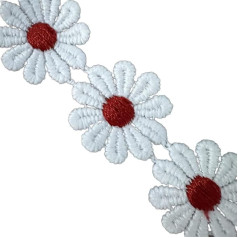 XuQiZZpp Bestickte Blumenspitzenbordüre, Blumendekoration, Spitzenbordüre, 25 mm breit, bestickte Applikation für Kleidungsdekoration, 91 cm