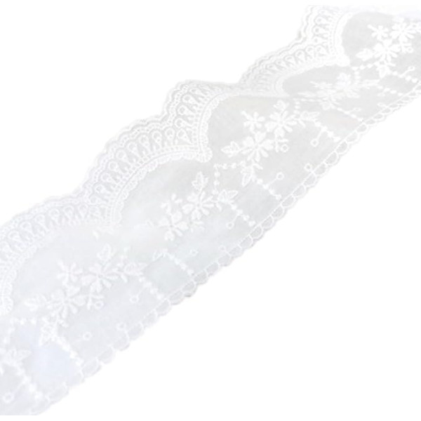 Anevous 5 Yards Spitzenbordüre Spitzenband, Vintage Stickereispitze Spitzenborte, Spitzen-Blumen Band, Baumwolle Dekoband für Basteln Nähen Hochzeit Tischdeko Geschenkband,Weiß