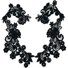 1 Pair Floral Lace Trim Dress DIY Tailoring Appliques Black