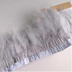 10 Meter Truthahn-Feder-Band, Federfransen für Hochzeitskleid, Dekoration, Nähzubehör, Pflumas, Hellgrau, 9, 10 m
