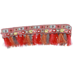 3 x 3ft Fringe Ribbon with Jacquard Border, Decorative Fabric Trim with Tassel, Perfect for DIY, Sewing, Crafts and Home Decoration, Great for Clothing, Wedding Parties and DIY Jewelry