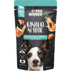 Pan gaļas gabaliņi mērcē ar cūkgaļu un mežacūkām (pieaugušajiem) - mitrā barība suņiem - 150g