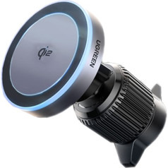 Automašīnas turētājs ar bezvadu lādētāju režģim MagSafe Qi2 - melns