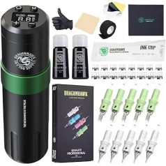 Dragonhawk cartridge, tattoo machine kit, pen, rotary tattoo machine cartridge, needles, power supply for tattoo artists.
