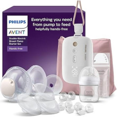 Philips Avent Hands-Free Breast Pump Starter Kit, Hospital Grade Motor Reflects Baby's Drinking Rhythm, Up to 85 Pumping Movements Per Minute, Model SCD553/11