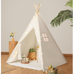 Wilwolfer Teepee Tent for Children, 100% Cotton, Children's Tent Indoor with Carry Bag, Play Tent for Girls and Boys, Tippi Children's Tent Toy