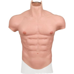 LKYLVEE Realistic Fake Silicone Muscle High Collar Chest Costume Round Neck Silicone Fake Abs Cosplay Halloween Party Accessories