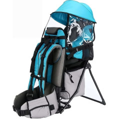 iuscacey Adjustable Baby Hiking Backpack with 5 Point Safety Belt - Lightweight Breathable Design, Sun Protection Hood and Padded Footrests - Parent from 1.55 to 1.90 m