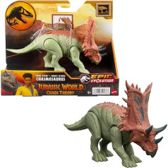 Mattel Jurassic World Strike Attack Dinosaur Toy with Single Strike Action & Movable Joints, Chasmosaurus Action Figure Includes Digital Game