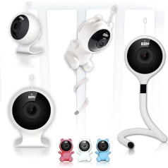 E.M.Y. Design Smart Baby Monitor Video and Audio WiFi Flexible Bar Bear Pink Magnetic Base Night Light Compatible Alexa Google Children Elderly Animals Detects Wrying Movement Temperature