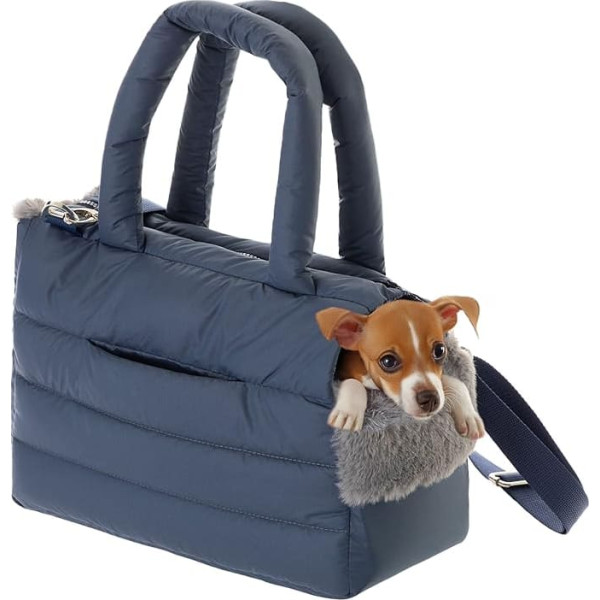 Dog Bag, Puppy Bag - Carry Bag for Small and Medium Dogs, Cats - S - up to 5 kg, Bag for Travel, Dog Carrier with Carabiner, Dog Carrier, Transport Bag, Dark Blue