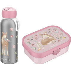 Mepal - Thermo-Lunchset Flip-Up Campus Little Dutch - Isolierte Edelstahl Trinkflasche für Kinder - 9 Stunden heiß & 12 Stunden kalt - Bento-Brotdose mit Einsatz & Gabel - Fairy Garden
