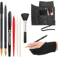 9-teiliges Kratzwerkzeug-Set für Erwachsene, inklusive Künstlerhandschuh, Werkzeugtasche, Malstifte, Kunststoff und Holz, Stylus, Schaber, Reparaturstift, Reinigungspinsel, 9-teilig