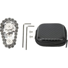 Oumefar Removable Fingertip Chains Sprockets Toy Stress Relief Stainless Steel Sensory Fingertips Bicycle Chains Toy for Travel, Work, Home (Silver Black)