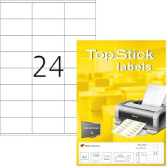 TopStick 8705 Address Labels, 1000 Sheets, 70 x 36 mm, 24 per A4 Sheet, Pack of 24000, Self-Adhesive, Printable, Matt, Blank Paper Address Labels, White