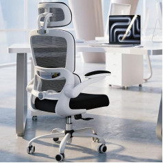TRALT Office Chair, Desk Chairs, Mesh Computer Desk Chair with Wheels, Ergonomic Office Chair, Height Adjustable, Swivel Chair, Work Chair (Pillow, Black and White)