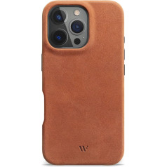 WIIUKA Case for iPhone 16 Pro, Leather from Germany, Leather Extra Thin, Premium Mobile Phone Case, Qi, Skiin More, Vintage Cognac Brown