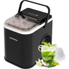 Ice Cube Machine, 120 W Small Ice Cube Maker, 8 Ice Cubes in 6 Minutes, 12 kg/24 h, Ice Maker with Infrared Sensor & Self-Cleaning for Kitchen, Office, Bar and Party (Black)