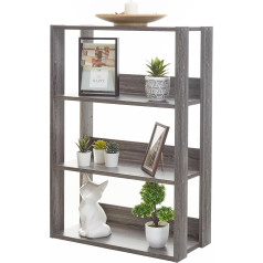 Iris Ohyama, Bookcase, Shelf on 3 Levels, Shelves Adjustable Every 14 cm, Sturdy, Industrial, Laundry Room, Living Room, Hallway, Bedroom, Office - Open Wood Rack OWR-600 - Grey Oak