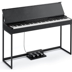 Donner OURA S300 Digital Piano with 88 Keys Heavy-Weighted Keyboard for Advanced Users, Electric Piano with Graded Hammer Keypad, Bluetooth, 2 x 15 W, Half Pedal, 256 Polyphony, Black