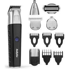 BaByliss Lithium Power MT812U 11-in-1 Multi Trimmer Wireless Grooming Kit Including Beard Trimmer and Nose Hair Trimmer, Waterproof, Gifts for Men, Black/Grey