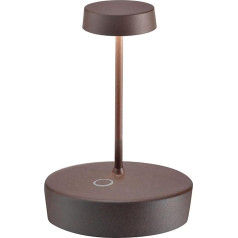 Zafferano Swap Mini Kabellose LED-Tischlampe Aufladbar - Dimmbare Touch Akku Lampe für Innen und Außen IP65 - Lichtfarbtemp. 2700K - Aluminiumkörper H14,8 (Corten)