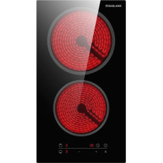 GASLAND CH30BF Glass Ceramic Hob, Autonomous Electric Hob 30 cm, Electric Hob, Built-in Hob 2 Cooking Zones, Child Lock, Automatic Timer, 3000 W (no Plug)