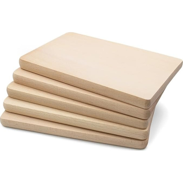 VmG-Store Breakfast Board Beech 18 x 11 cm Wooden Boards Raw Chopping Board Solid Beech Wood Square Bread Board Made of Natural Wood Kitchen Board (20, Small)