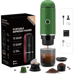 HAILASRE Portable Electric Espresso Machine, Self-Heating 2-in-1 Extraction System, Crema Nespress Espresso Coffee Machine, Support Ground Coffee and NS Capsule, ME2218 (Green)