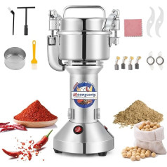 Moongiantgo Electric Grain Mill, 250 g / 0.55 lb Stainless Steel Spice Mill, 30-300 Mesh, Electric Mill, 30s Efficient Grinding with 950 W & 28000 RPM Commercial Motor with Lid Safety Stop Function