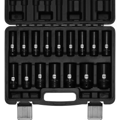 Mayouko 16 Pieces 1/2-Inch Drive Deep Impact Socket Set, 10 mm to 32 mm, Metric, 6 Point, CR-V
